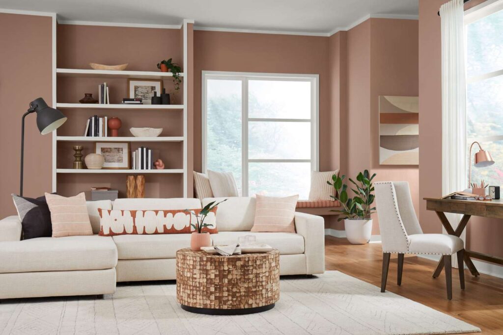 Sherwin Williams color Redend Point applied to the walls.